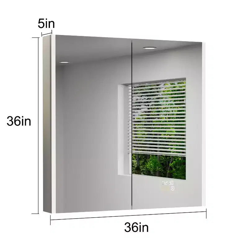 Armoire à pharmacie LED avec miroir, montage en surface ou encastré, lumière dimmable 3 couleurs, anti-buée, USB et prise de courant