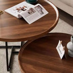 Tables basses gigognes (lot de 2) - Tables rondes style Mid-Century Modern pour salon et chambre