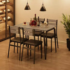 Ensemble de table à manger pour 4 personnes avec plateau rectangulaire en bois et chaises rembourrées, service de 5 pièces pour cuisine et salle à manger pour petits espaces, appartement