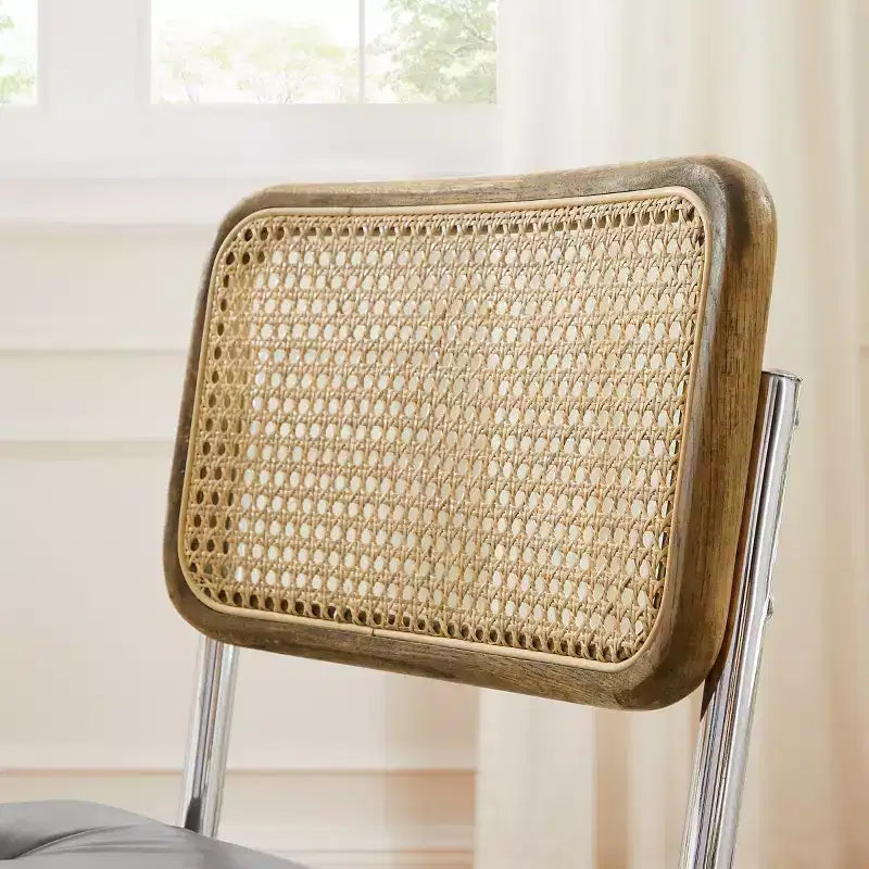 Lot de 2 chaises de salle à manger Art Leon en similicuir et cannage en rotin