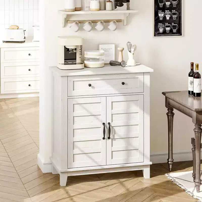 Bahut de buffet moderne avec étagère réglable à 3 niveaux et 7 hauteurs, meuble de rangement de cuisine avec un grand tiroir pour la salle à manger, l'entrée
