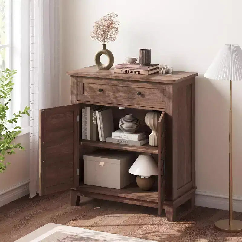 Bahut de buffet moderne avec étagère réglable à 3 niveaux et 7 hauteurs, meuble de rangement de cuisine avec un grand tiroir pour la salle à manger, l'entrée