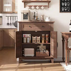 Bahut de buffet moderne avec étagère réglable à 3 niveaux et 7 hauteurs, meuble de rangement de cuisine avec un grand tiroir pour la salle à manger, l'entrée