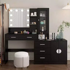Coiffeuse de maquillage avec lumières, prise USB et de courant et armoire à tiroirs