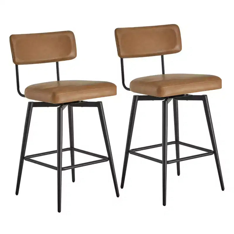Chaises de bar pivotantes hauteur comptoir Spruce&Spring avec cadre en métal – Lot de 2