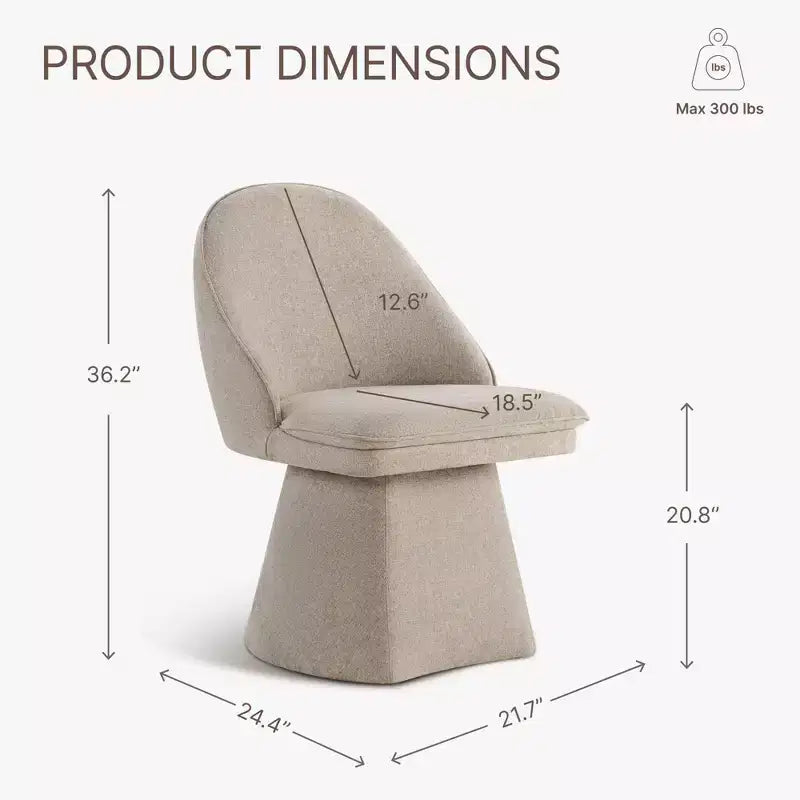 Chaise de salle à manger pivotante Spruce&Spring avec dossier haut incurvé et base conique