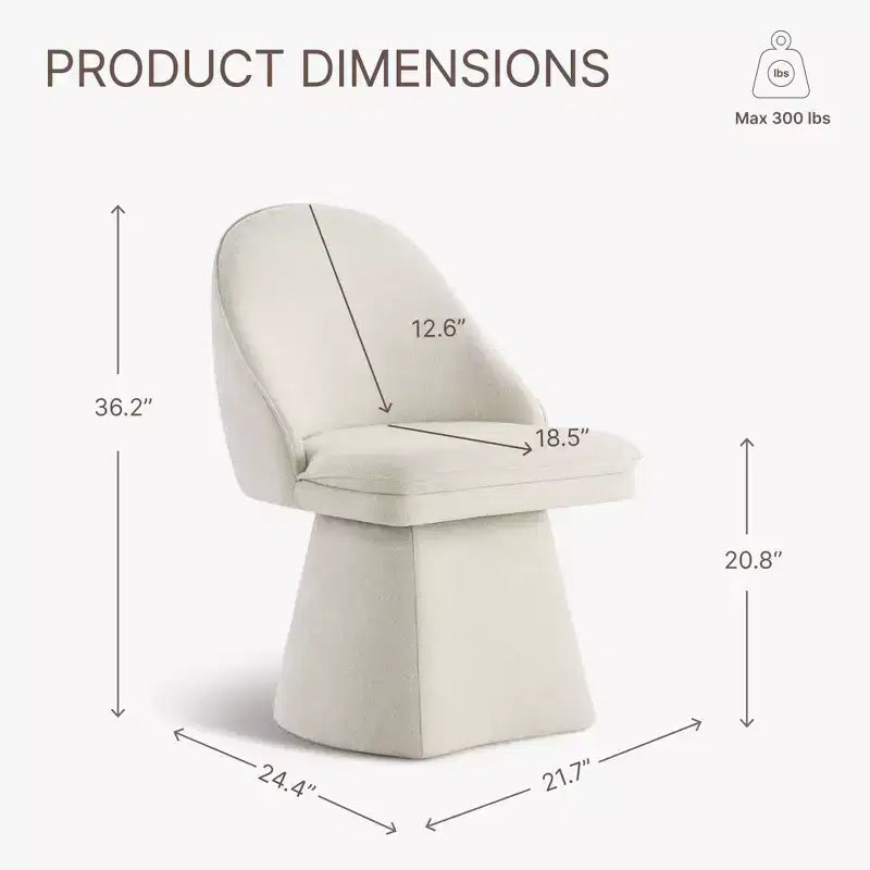 Chaise de salle à manger pivotante Spruce&Spring avec dossier haut incurvé et base conique