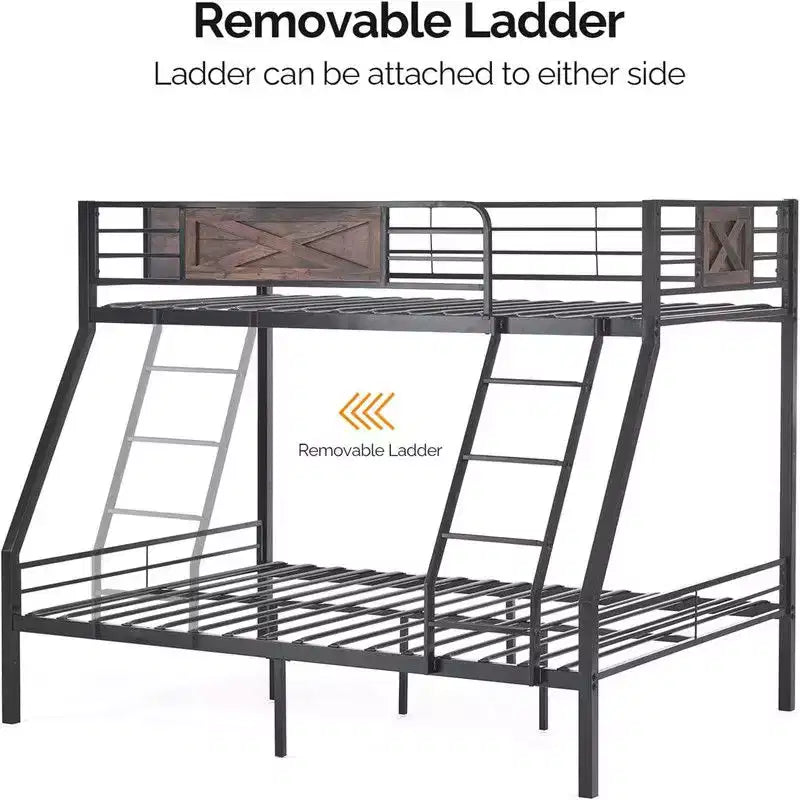 Lit superposé Karl Home, deux places au-dessus d'un lit double, avec 2 tiroirs de rangement, support à lattes métalliques robuste, sommier tapissier non requis