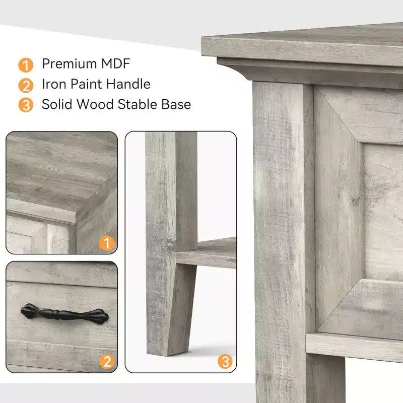 GustoWave Tables de chevet, Table d'appoint avec tiroir, Table d'appoint pour petits espaces, 2 étagères de rangement avec commode, Table de chevet