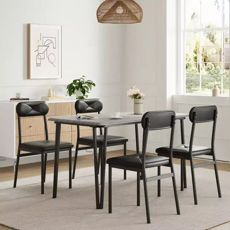 Table à manger pour 4,Petit ensemble table et chaises pour 4,Ensemble de salle à manger carré pour 4,Ensemble de 5 pièces pour cuisine et salle à manger pour petit espace, appartement, bureau à domicile