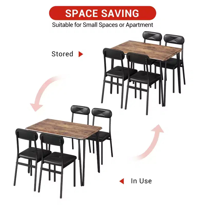Table à manger pour 4,Petit ensemble table et chaises pour 4,Ensemble de salle à manger carré pour 4,Ensemble de 5 pièces pour cuisine et salle à manger pour petit espace, appartement, bureau à domicile