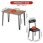 Table à manger pour 4,Petit ensemble table et chaises pour 4,Ensemble de salle à manger carré pour 4,Ensemble de 5 pièces pour cuisine et salle à manger pour petit espace, appartement, bureau à domicile