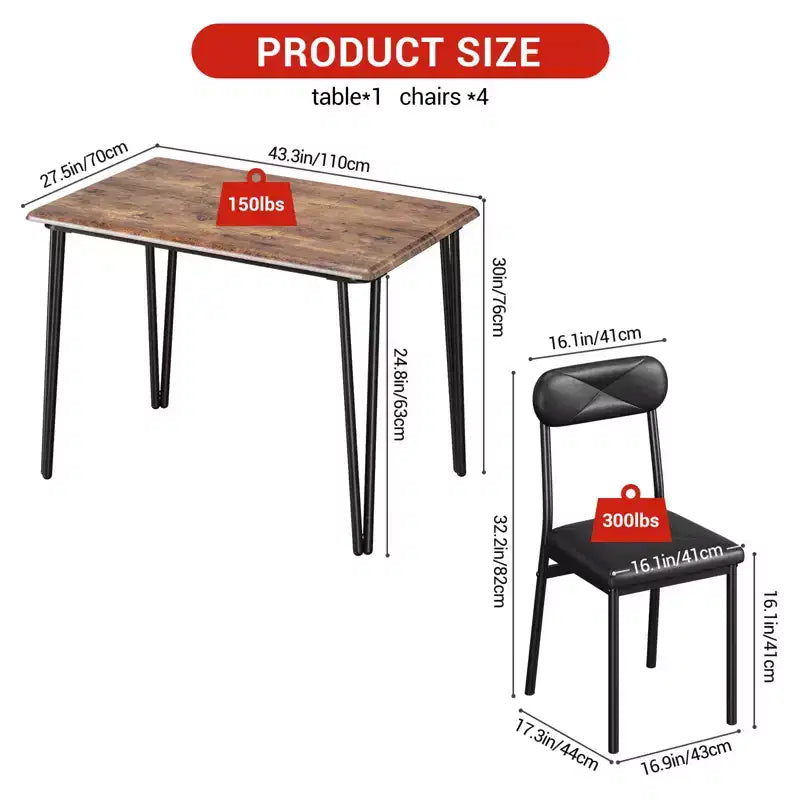 Table à manger pour 4,Petit ensemble table et chaises pour 4,Ensemble de salle à manger carré pour 4,Ensemble de 5 pièces pour cuisine et salle à manger pour petit espace, appartement, bureau à domicile