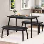 Ensemble table de salle à manger 4 places, table de cuisine à cadre métallique avec 2 bancs rembourrés, ensemble de 3 meubles de salle à manger pour appartement, studio, maison