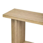 Console Whisen d'inspiration vintage avec placage en bois de frêne et piétement en T