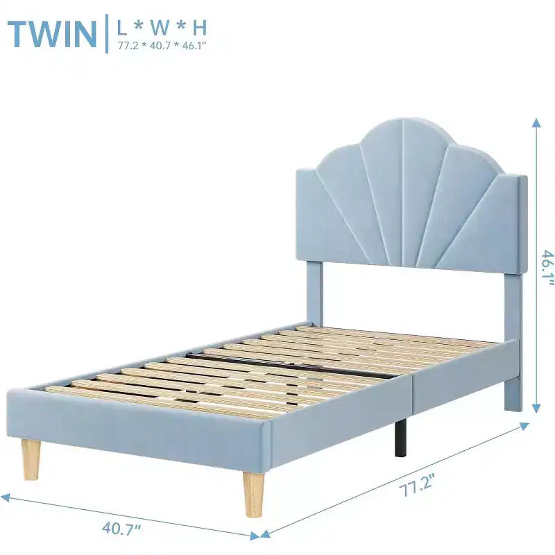 Cadre de lit tapissé COZONY Twin / Twin XL avec tête de lit réglable, velours, lattes robustes, sommier tapissier non nécessaire