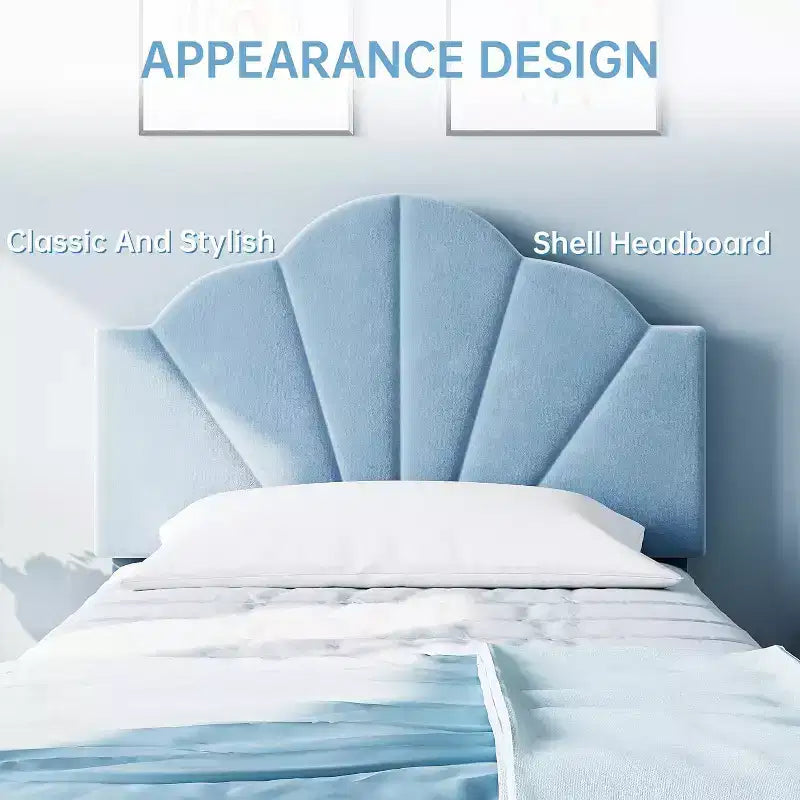 Cadre de lit tapissé COZONY Twin / Twin XL avec tête de lit réglable, velours, lattes robustes, sommier tapissier non nécessaire