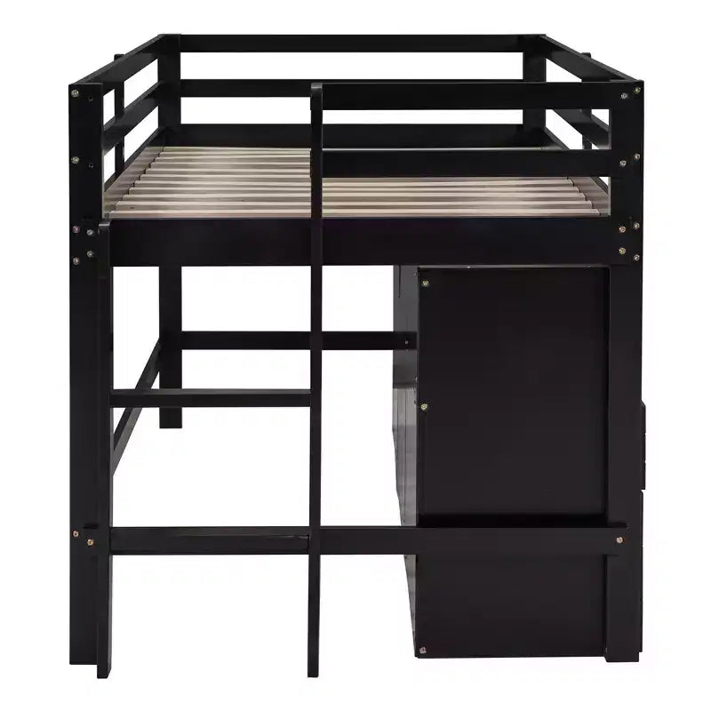 Lit mi-hauteur simple pour enfants, lit mezzanine simple en bois avec tiroirs de rangement, armoire et étagères inférieurs