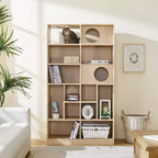 2 in 1 Bookshelf Cat House Cat Tree Display Case Cat Litter Box Enclosure Climbing Shelf Bookcase Storage Rack, Natural - ModernLuxe
