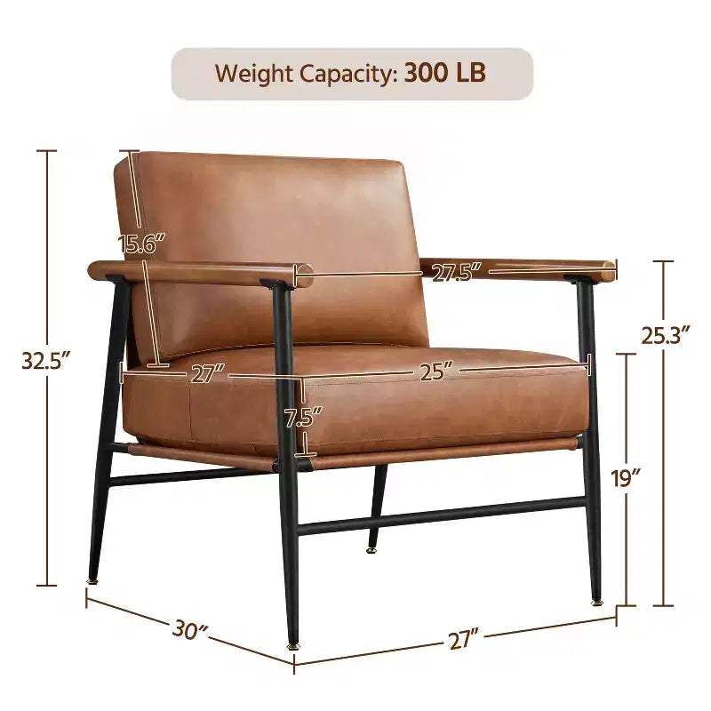 Yaheetech Fauteuil d'appoint du milieu du siècle Fauteuil de lecture avec cadre en métal pour salon, chambre à coucher