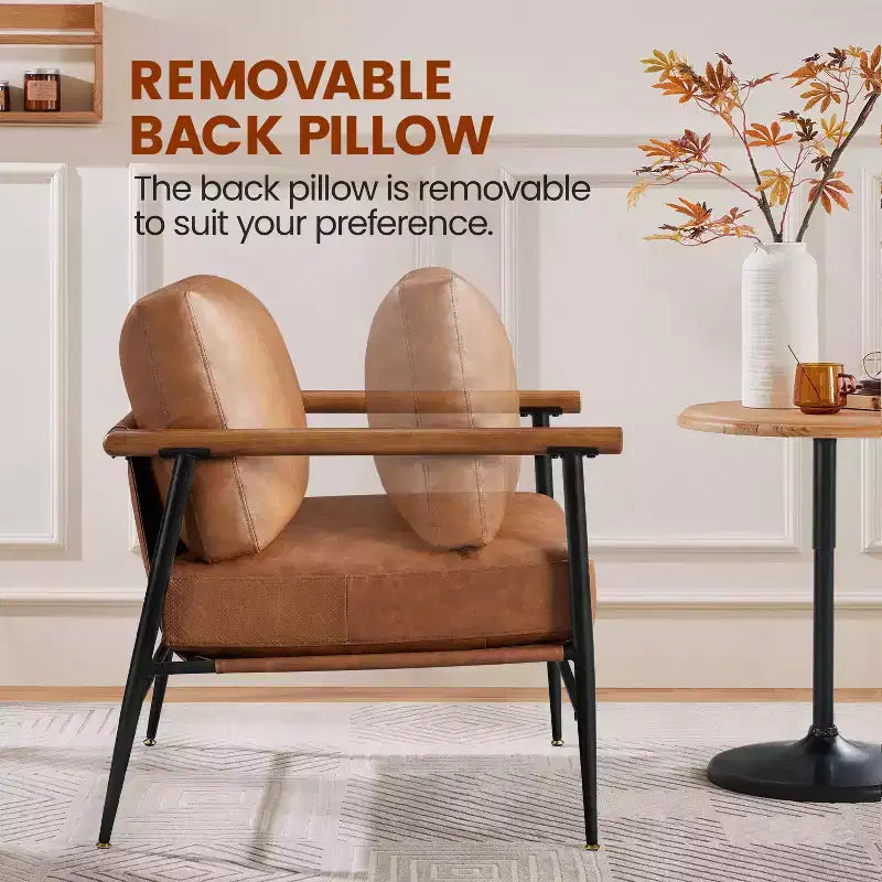Yaheetech Fauteuil d'appoint du milieu du siècle Fauteuil de lecture avec cadre en métal pour salon, chambre à coucher
