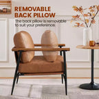 Yaheetech Fauteuil d'appoint du milieu du siècle Fauteuil de lecture avec cadre en métal pour salon, chambre à coucher