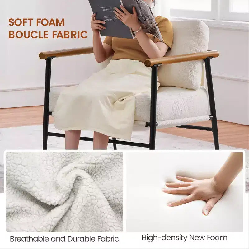 Yaheetech Fauteuil d'appoint du milieu du siècle Fauteuil de lecture avec cadre en métal pour salon, chambre à coucher