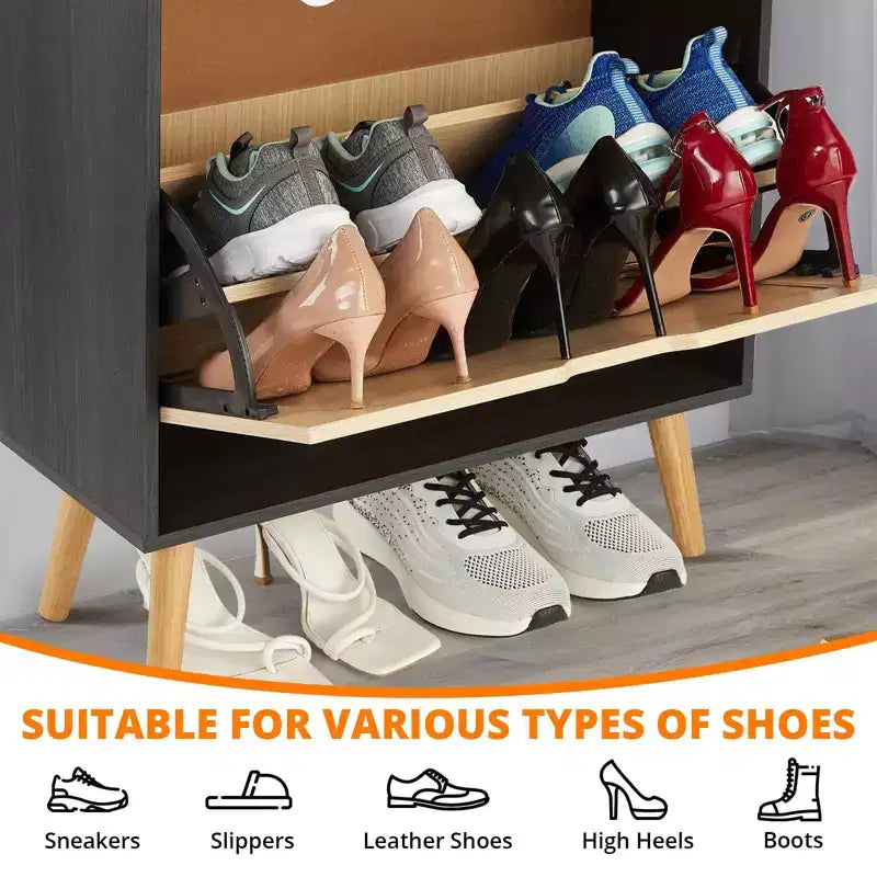 Meuble à chaussures GustoWave avec tiroirs basculants - Organisateur ventilé et anti-odeurs pour 15-20 paires de chaussures, armoire à chaussures anti-basculement