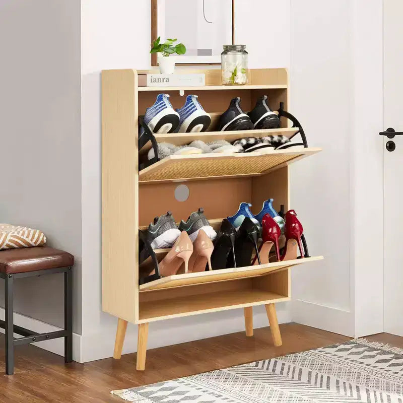 Meuble à chaussures GustoWave avec tiroirs basculants - Organisateur ventilé et anti-odeurs pour 15-20 paires de chaussures, armoire à chaussures anti-basculement