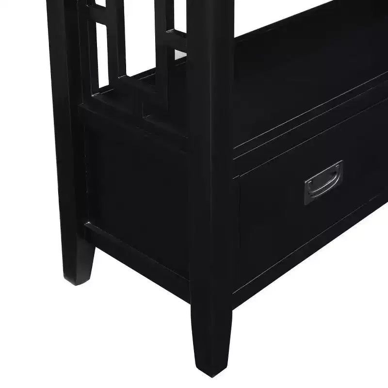 Hostack Table Console de Ferme 91 cm en Bois avec 4 Tiroirs et 1 Étagère de Rangement pour Entrée et Salon, Noir