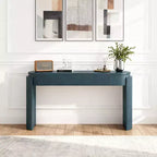 Luxystar Console Table with Natural Wood Grain Finish, Oval Top and 2 Drawers for Entryway and Living Room, Navy