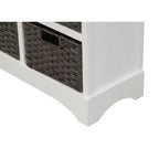GDFStudio Elsie Meuble de rangement en bois massif avec tiroirs et paniers en rotin