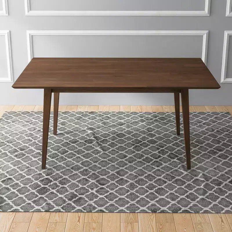 Table à manger en bois massif du milieu du siècle, 4-6 places, finition biseautée marron