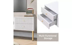 Meuble TV CuisinSmart pour téléviseur jusqu'à 80'', table de télévision moderne, console multimédia centrale avec 2 tiroirs pour salon et chambre à coucher, blanc