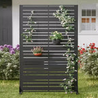 MAYEERTY Brise-vue extérieur en métal 1,8 m 1,2 m noir, en fer galvanisé à persiennes larges et étroites à 6 panneaux pour jardin