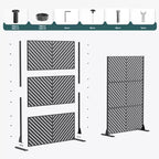 MAYEERTY Brise-vue extérieur en métal 1,8 m 1,2 m noir, en fer galvanisé à persiennes larges et étroites à 6 panneaux pour jardin