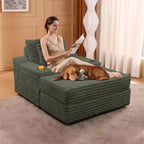 Chaise longue surdimensionnée avec pouf de rangement, canapé-lit nuage en velours côtelé rembourré avec 3 oreillers pour salon, chambre à coucher