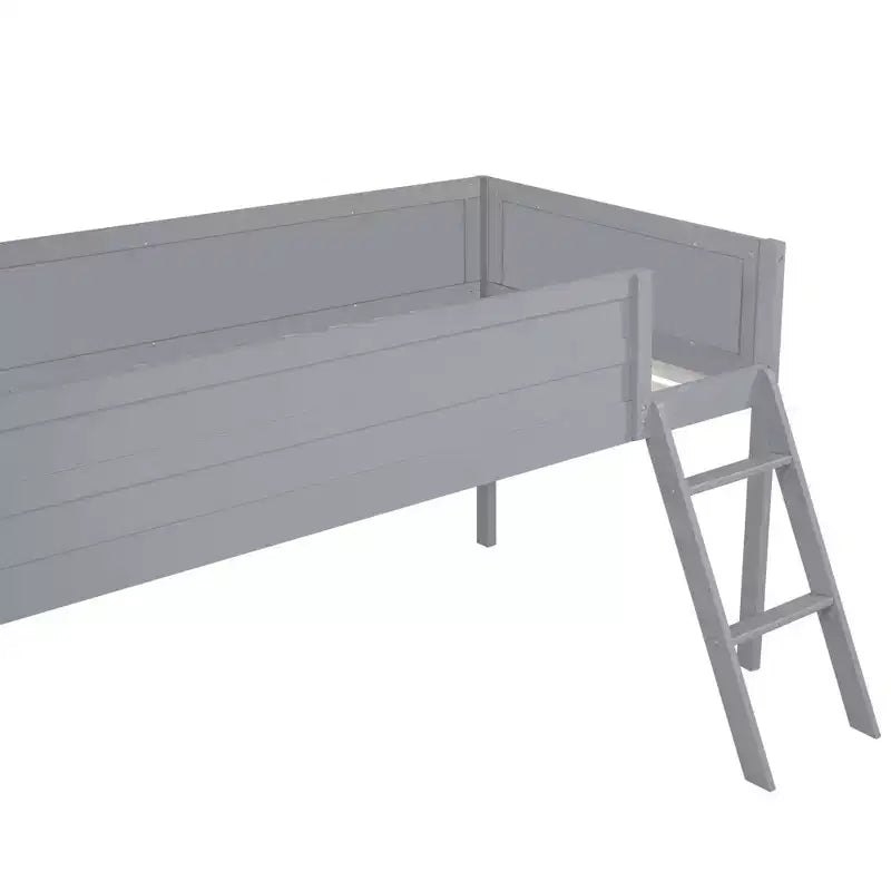 Lit mezzanine double en bois avec bureau et LED, cadre de lit en bois avec plateau en bois pour salle de jeux