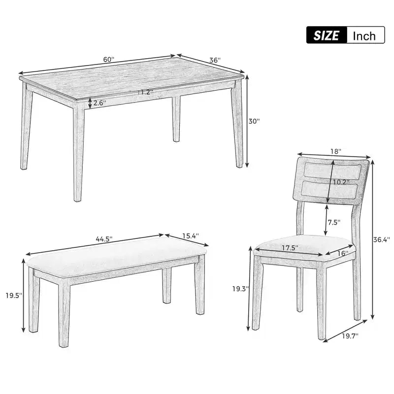 Ensemble de salle à manger GDFStudio Monica 6 pièces avec table et chaises rembourrées