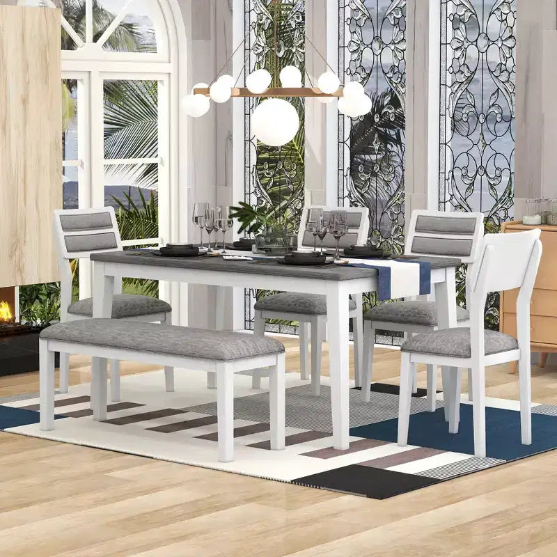 Ensemble de salle à manger GDFStudio Monica 6 pièces avec table et chaises rembourrées