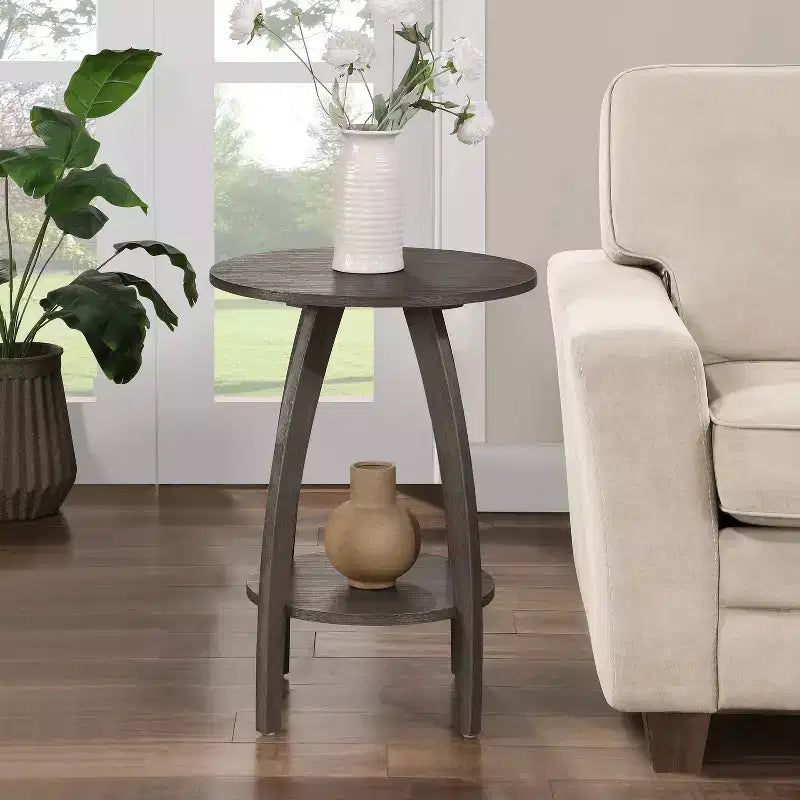 HomeStock Table d'appoint rectangulaire en bois gris de 24 po de hauteur - 1 pièce