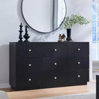 SinCiDo Commode à 9 tiroirs cannelés, commode en bois de 140 cm de large avec rangement profond, organisateur de rangement moderne pour chambre à coucher, salon