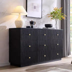 SinCiDo Commode à 9 tiroirs cannelés, commode en bois de 140 cm de large avec rangement profond, organisateur de rangement moderne pour chambre à coucher, salon