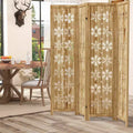 MAYEERTY 63*67 in Wood Room Divider Folding Privacy Screen Freestanding Partition for Indoor, 4-Panels, Brown