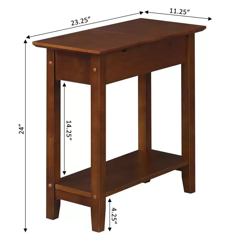 Table d'appoint relevable HomeStock Belmont avec rangement et station de chargement, dotée de ports USB, de prises de courant et d'un design compact et peu encombrant