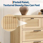 Commode cannelée à 7 tiroirs, commode haute de 114 cm, 7 tiroirs de commode, commode en bois avec rangement pour vêtements, armoire de rangement pour salon ou chambre à coucher