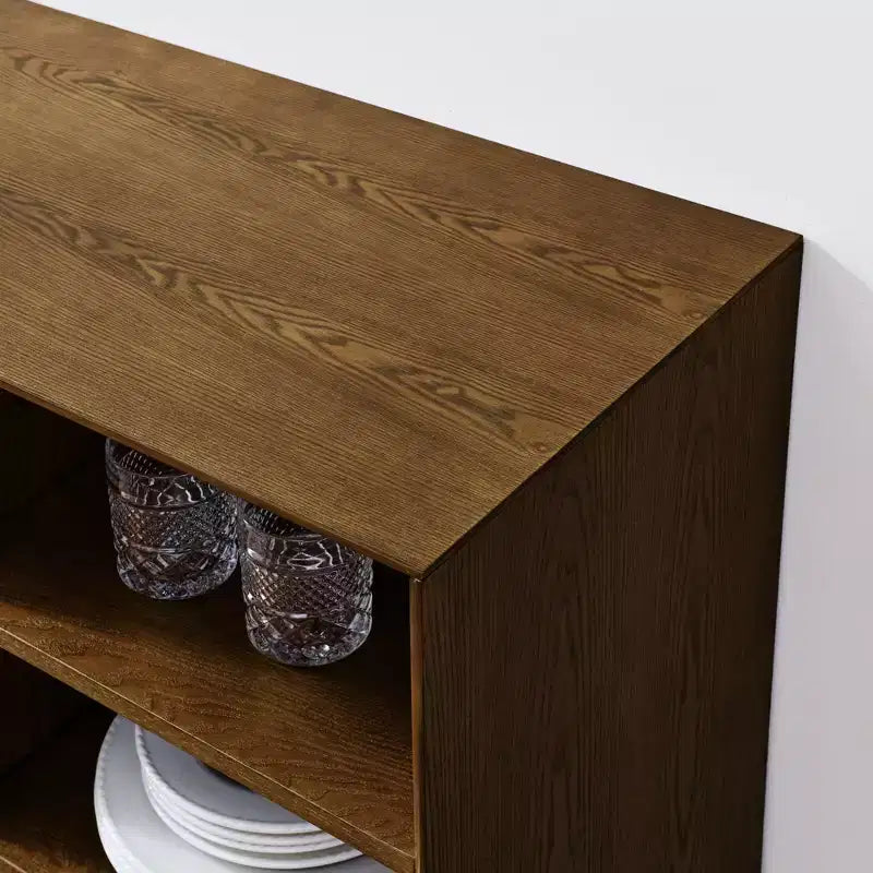 Bahut-buffet de 120 cm avec rangements, bahut-buffet de ferme cannelé avec 2 portes et pieds en bois massif, meuble console média