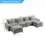 Mjkone Canapé modulaire surdimensionné de 396 cm, en forme de U avec 2 poufs, canapé 6 places en chenille avec assise profonde