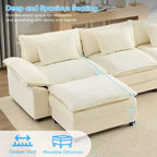 Mjkone Canapé modulaire surdimensionné de 396 cm, en forme de U avec 2 poufs, canapé 6 places en chenille avec assise profonde