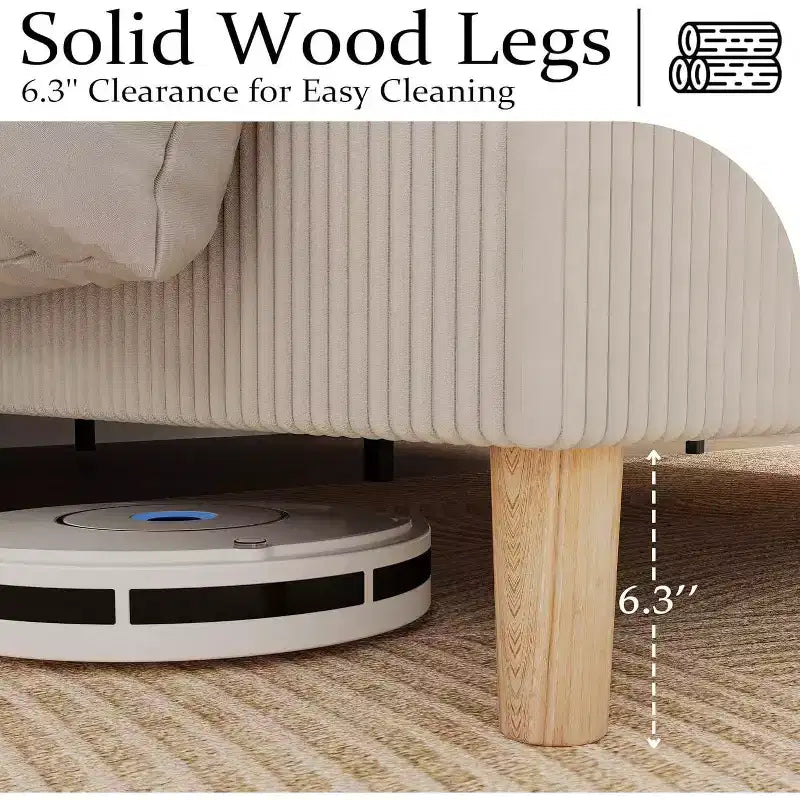 Lit plateforme capitonné en velours côtelé avec tête de lit à oreilles, lattes en bois, aucun sommier tapissier requis